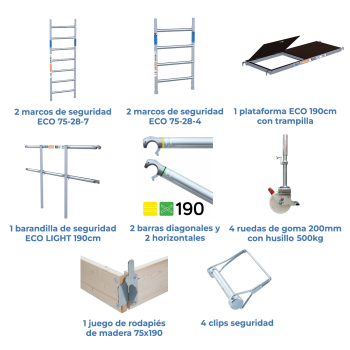 Torre de andamio móvil 75x190x420 m | LÍNEA ECO