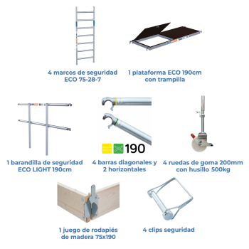 Torre de andamio móvil 75x190x520 m | LÍNEA ECO