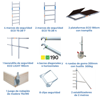 Torre de andamio móvil 75x190x620 m | LÍNEA ECO