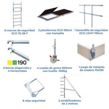 Torre de andaime móvel 75x190x720 m | LINHA ECO