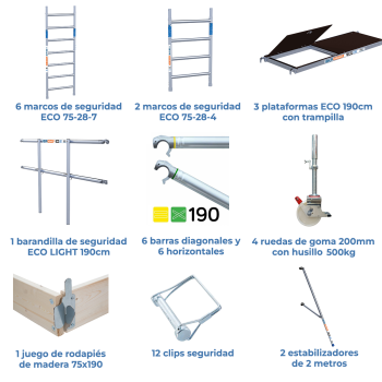Torre de andaime móvel 75x190x820 m | LINHA ECO