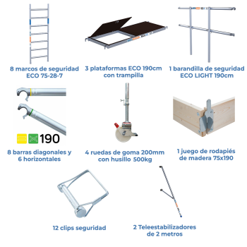 Torre de andaime móvel 75x190x920 m | LINHA ECO