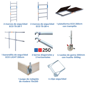Torre de andaime móvel 75x250x420 m | LINHA ECO