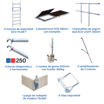 Torre de andaime móvel 75x250x720 m | LINHA ECO