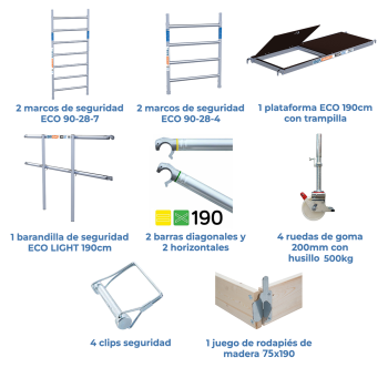 Torre de andamio móvil 90x190x420 m | LÍNEA ECO