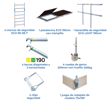 Torre de andamio móvil 90x190x520 m | LÍNEA ECO