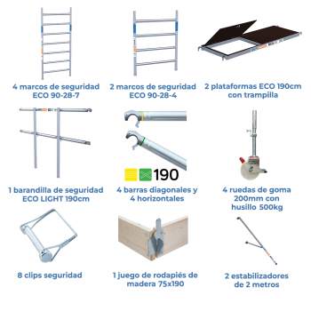 Torre de andaime móvel 90x190x620 m | LINHA ECO