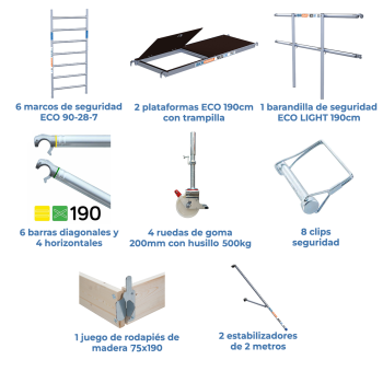 Torre de andaime móvel 90x190x720 m | LINHA ECO