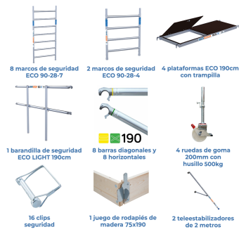 Torre de andamio móvil 90x190x1020 m | LÍNEA ECO