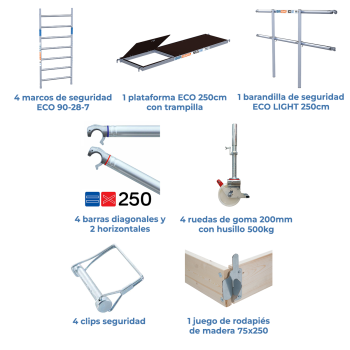 Torre de andaime móvel 90x250x520 m | LINHA ECO