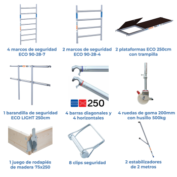 Torre de andamio móvil 90x250x620 m | LÍNEA ECO