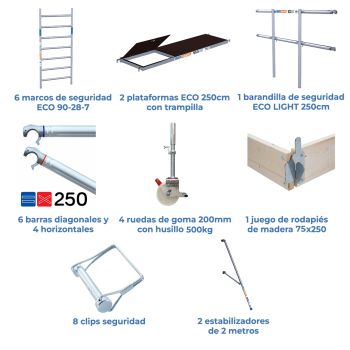 Torre de andamio móvil 90x250x720 m | LÍNEA ECO