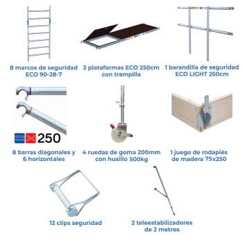Torre de andaime móvel 90x250x920 m | LINHA ECO
