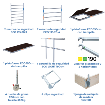 Torre de andamio móvil 135x190x420 m | LÍNEA ECO