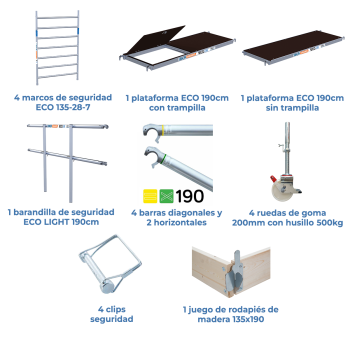 Torre de andamio móvil 135x190x520 m | LÍNEA ECO