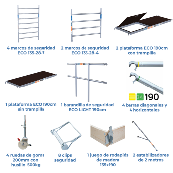 Torre de andamio móvil 135x190x620 m | LÍNEA ECO