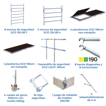 Torre de andaime móvel 135x190x1020 m | LINHA ECO