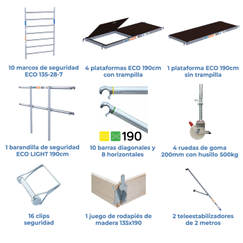 Torre de andamio móvil 135x190x1120 m | LÍNEA ECO