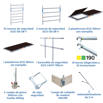 Torre de andamio móvil 135x190x1220 m | LÍNEA ECO
