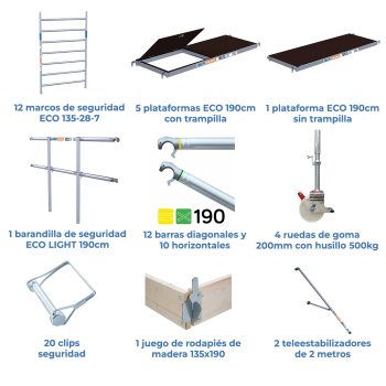 Torre de andaime móvel 135x190x1320 m | LINHA ECO