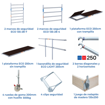 Torre de andaime móvel 135x250x420 m | LINHA ECO