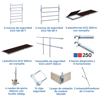 Torre de andaime móvel 135x250x820 m | LINHA ECO
