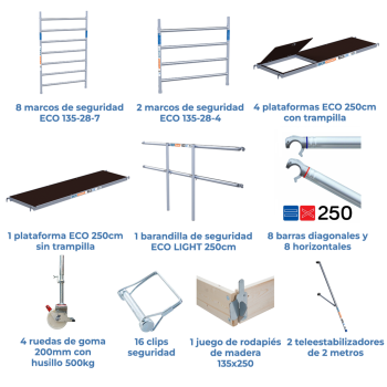 Torre de andaime móvel 135x250x1020 m | LINHA ECO