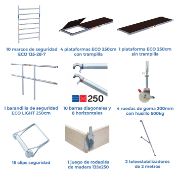 Torre de andaime móvel 135x250x1120 m | LINHA ECO