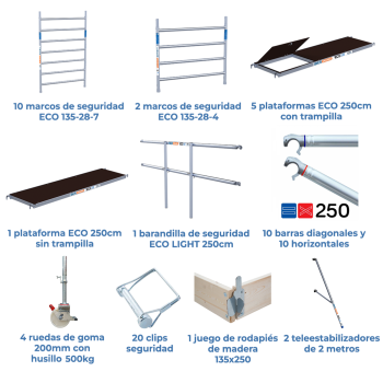 Torre de andamio móvil 135x250x1220 m | LÍNEA ECO