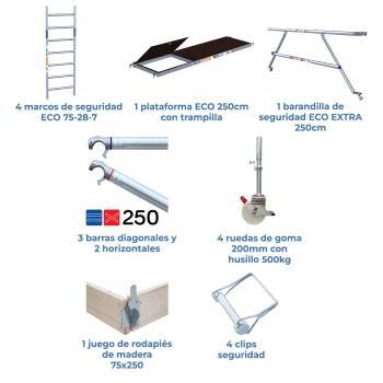 Torre de andamio móvil 75x250x520 m | LÍNEA ECO EXTRA