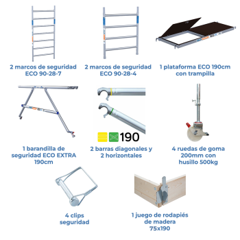 Torre de andamio móvil 90x190x420 m | LÍNEA ECO EXTRA