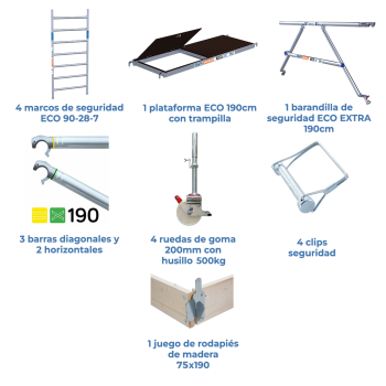 Torre de andamio móvil 90x190x520 m | LÍNEA ECO EXTRA