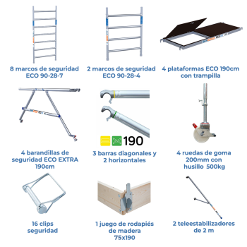 Torre de andamio móvil 90x190x1020 m | LÍNEA ECO EXTRA