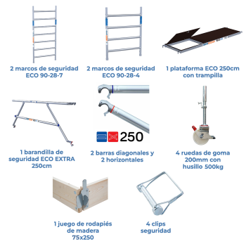 Torre de andamio móvil 90x250x420 m | LÍNEA ECO EXTRA