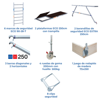 Torre de andaime móvel 90x250x520 m | LINHA ECO EXTRA