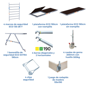 Torre de andamio móvil 135x190x520 m | LÍNEA ECO EXTRA