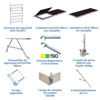 Torre de andamio móvil 135x190x920 m | LÍNEA ECO EXTRA