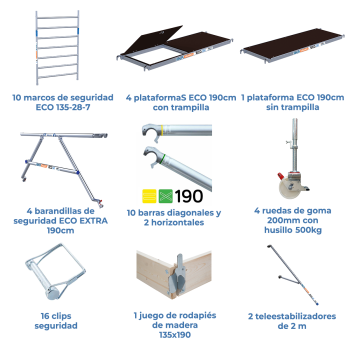 Torre de andamio móvil 135x190x1120 m | LÍNEA ECO EXTRA
