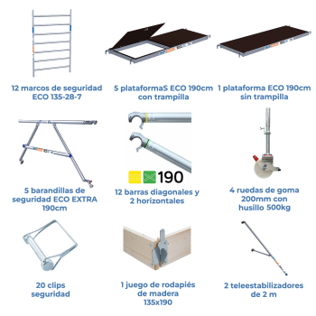 Torre de andaime móvel 135x190x1320 m | LINHA ECO EXTRA