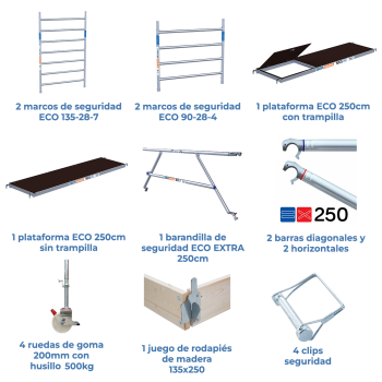 Torre de andamio móvil 135x250x420 m | LÍNEA ECO EXTRA