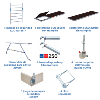 Torre de andaime móvel 135x250x520 m | LINHA ECO EXTRA