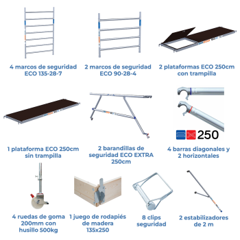 Torre de andamio móvil 135x250x620 m | LÍNEA ECO EXTRA