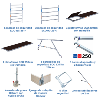 Torre de andaime móvel 135x250x820 m | LINHA ECO EXTRA