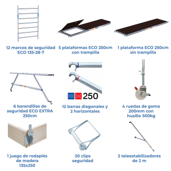 Torre de andamio móvil 135x250x1320 m | LÍNEA ECO EXTRA