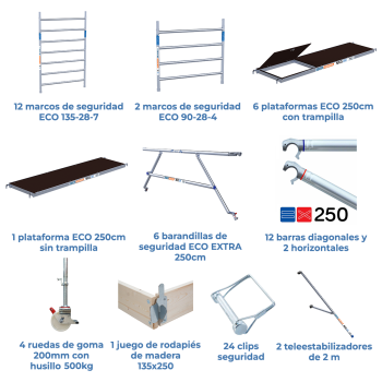 Torre de andamio móvil 135x250x1420 m | LÍNEA ECO EXTRA