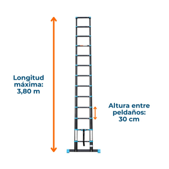 Escalera telescópica Black and Blue 3,8 metros con 13 peldaños