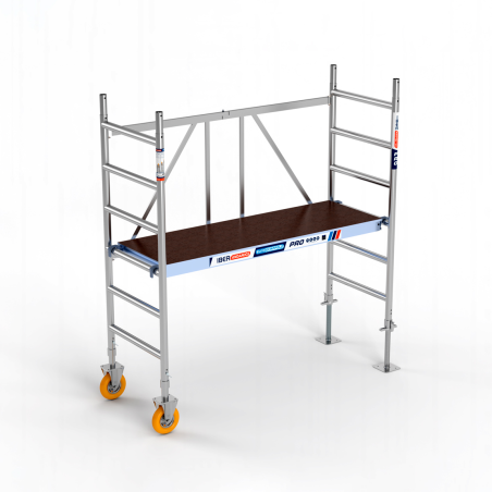 Andamio plegable con ruedas de jardín y husillo. 3 m altura de trabajo, 75x190 cm