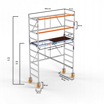 Andamio plegable jardín 75x190 3,85 m Altura de trabajo