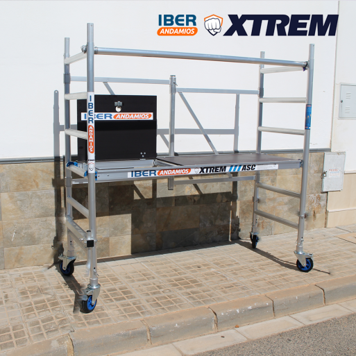 Andaime dobrável ASC 75x190x3m plataforma AT com escotilha + barra horizontal | LINHA XTREM