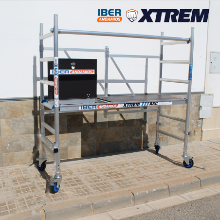 Andaime dobrável ASC 75x190x3m plataforma AT com escotilha + barra horizontal | LINHA XTREM